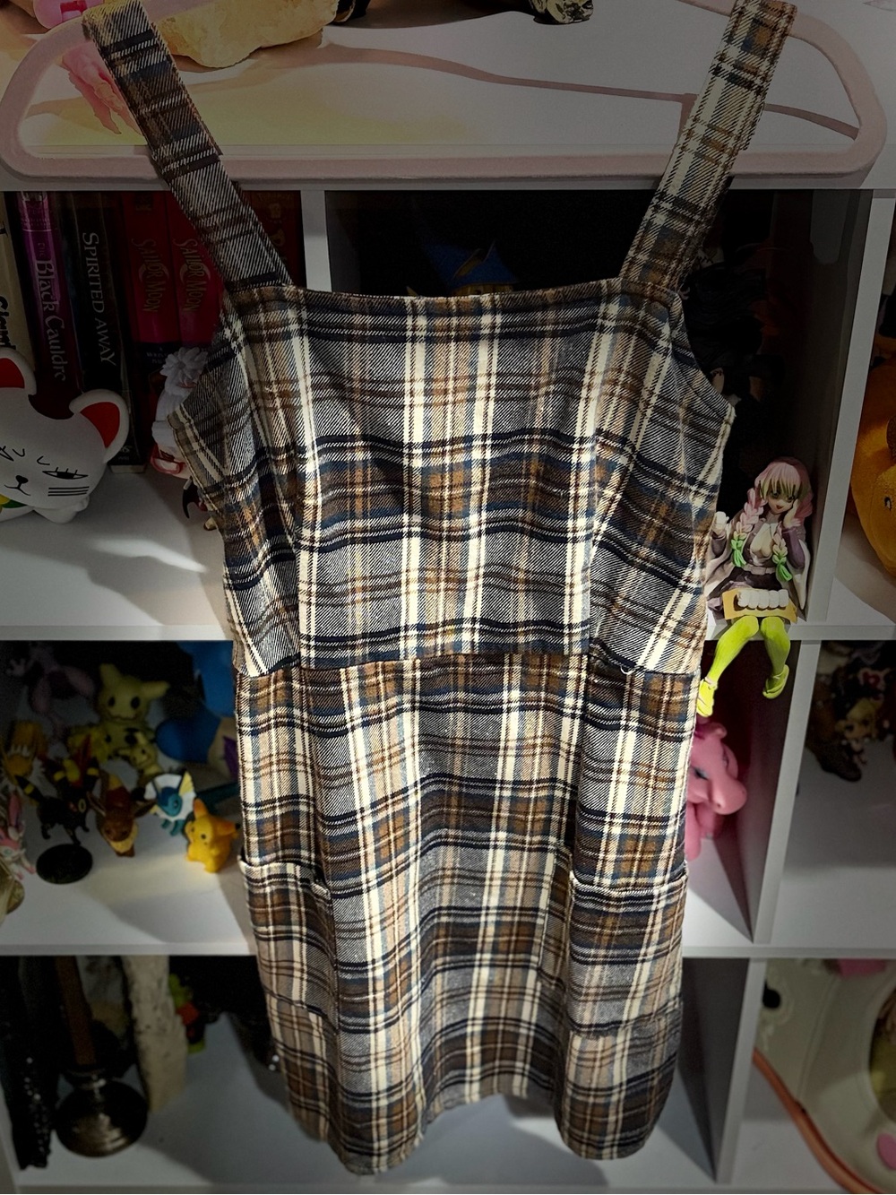 American Eagle Outfitters Brown and Cream Plaid Mini Dress